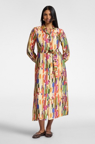 Patterned viscose shirt dress