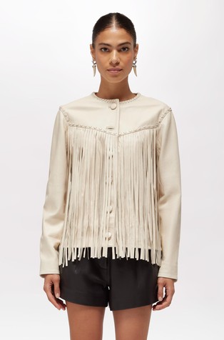 Usnjena jakna z resami