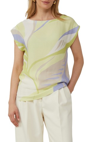 Stretch cotton blouse top with a front print