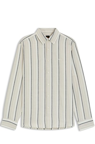 Regular-fit shirt in striped linen and cotton