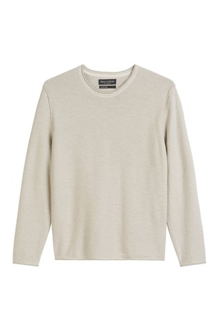 MARC O'POLO Pleten pulover iz organskega bombaža in lana Siva -  Gray Silk 4