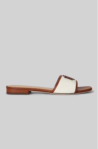 Everley Leather-trim Canvas Slide Sandal