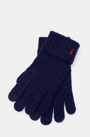 Cable-knit wool-blend touch gloves
