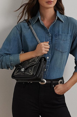 RALPH LAUREN Stitched Small Bradley Convertible Bag Black 7
