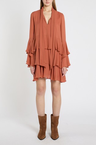 Flounced viscose dress