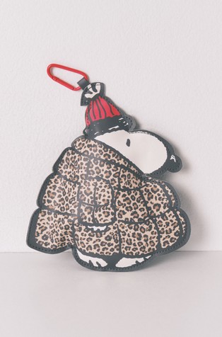 Snoopy leopard-print foldable bag with keychain