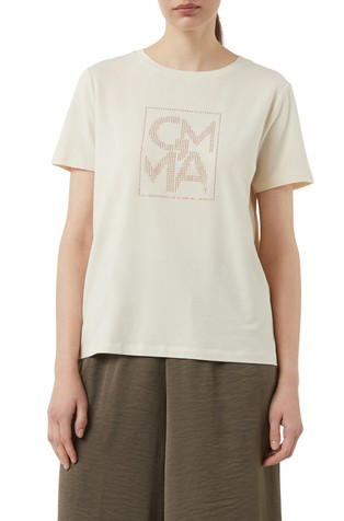 Cotton-blend T-shirt with rhinestones