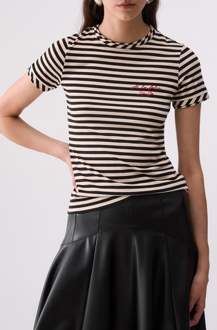 Striped T-shirt with Embroidery