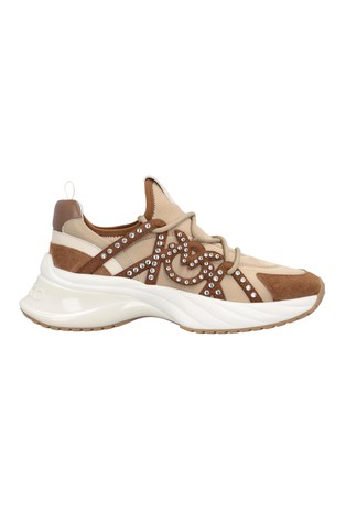 Ariel nylon sneakers with suede inserts and rhinestones