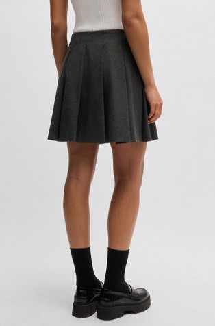 HUGO BOSS Pleated mini skirt in with branded buckle Grey 2