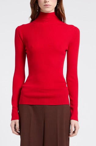 Ribbed sweater with high neck