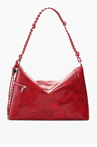 Shiny large bag with braided handle