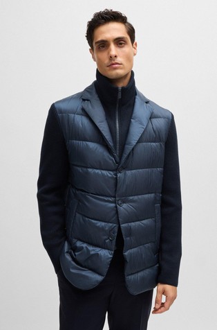 Hibridna slim fit jakna s pletenim vstavkom