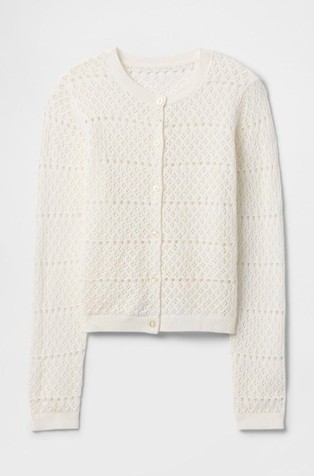 GAP Girls Pointelle Cardigan New Off White 2