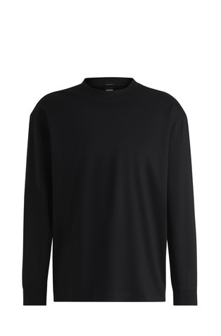 Relaxed fit majica z dolgimi rokavi iz merceriziranega bombaža