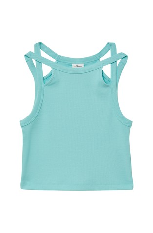Cropped rebrast top z izrezanimi detajli