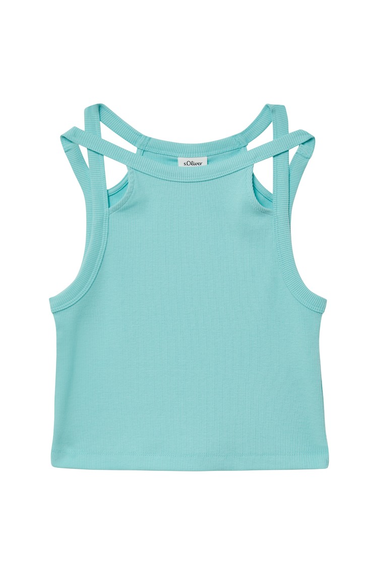 S.OLIVER Cropped rebrast top z izrezanimi detajli Modra - Pale Turquoise 