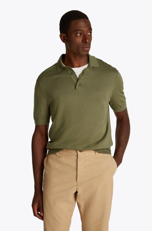 Slim fit polo majica iz mešanice bombaža in liocela