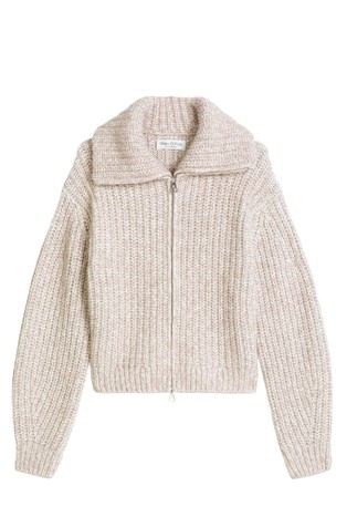Relaxed zip-up cardigan in cotton-blend