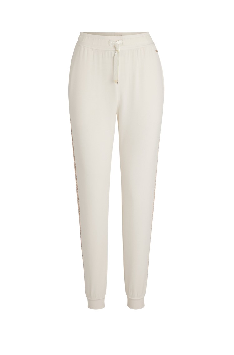 HUGO BOSS Trenirka iz modalne mešanice z monogram vzorcem Bela - Natural 