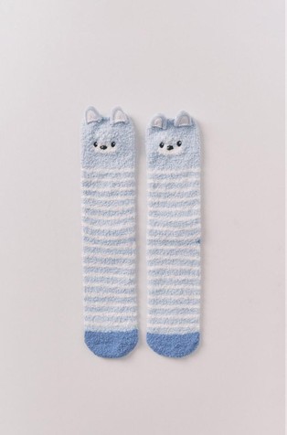 Long hair socks with 3D bear print