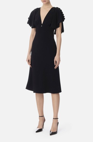 Dress in viscose-blend with embroidered scallop