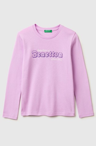 T-shirt with glittery logo in organic cotton