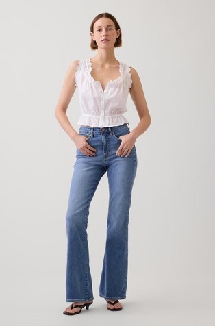 Ženske 90s flared jeans hlače z visokim pasom