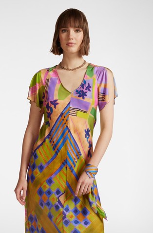 ELENA MIRO Printed midi dress in viscose Multi 3