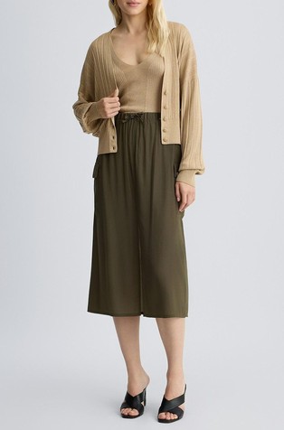 LIU JO Viscose and lurex®-blend knit cardigan Beige 3