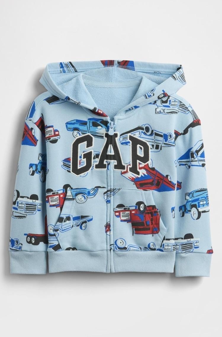 GAP babyGap Relaxed Logo Zip Hoodie Light Blue Shadow 