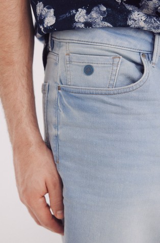 SPRINGFIELD Slim fit denim kratke hlače s spranim videzom Modra - Blue 3