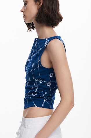 DESIGUAL Tyler McGillivary majica brez rokavov Modra - Blue / White 4