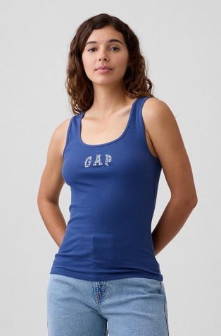 Print Ribbed Tank Top