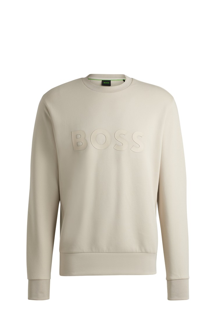 HUGO BOSS Regular fit sweatshirt with rubber logo Light Beige 