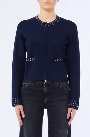 Knit jacket with gemstones