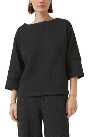 Relaxed fit svetleč pulover z netopirskimi rokavi