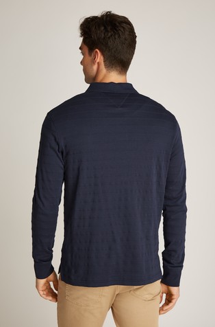TOMMY HILFIGER Regular fit črtasta polo majica z dolgimi rokavi Modra - Dark Blue 2