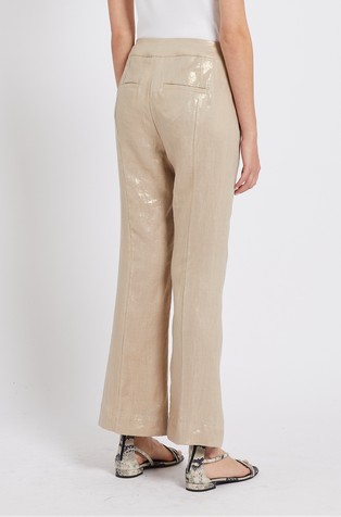 MARELLA Cropped lanene hlače s kovinskim leskom Bež - Beige 2