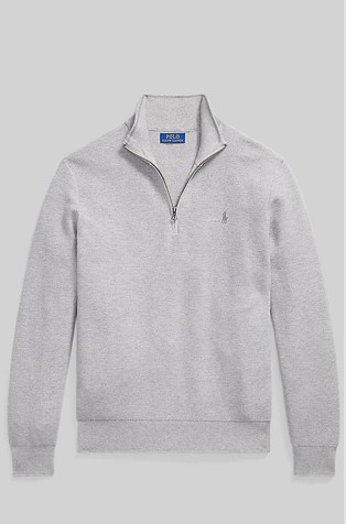 Mesh-knit Cotton Quarter-zip Sweater