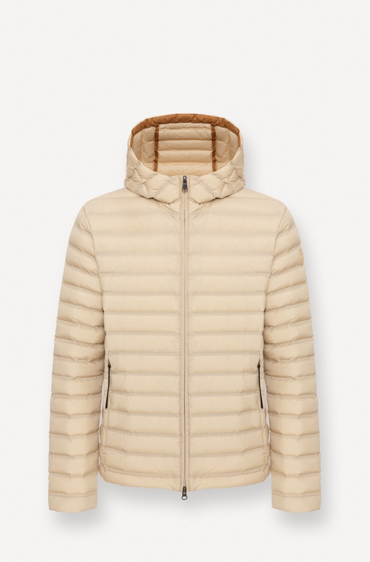 COLMAR Hooded down jacket with seamless quilting Beige 
