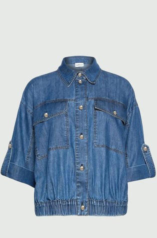 Denim shirt with 3/4 sleeves