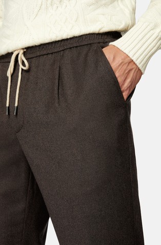 BOGGI MILANO Drawstring trousers in wool flannel Brown 3