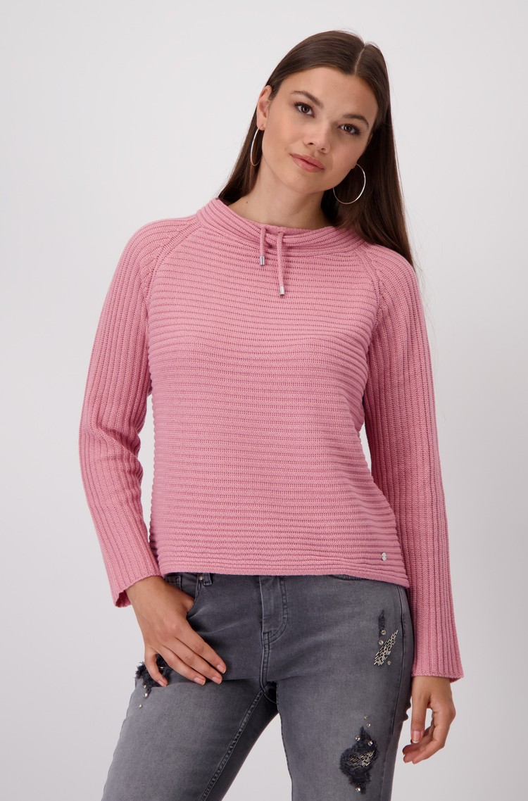 MONARI Ribbed jumper with drawstring Pink 