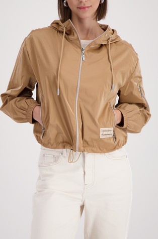Hooded jacket in shiny fabric