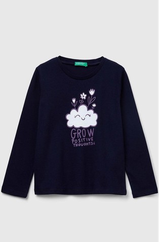 Bombažna majica z dolgimi rokavi in potiskom