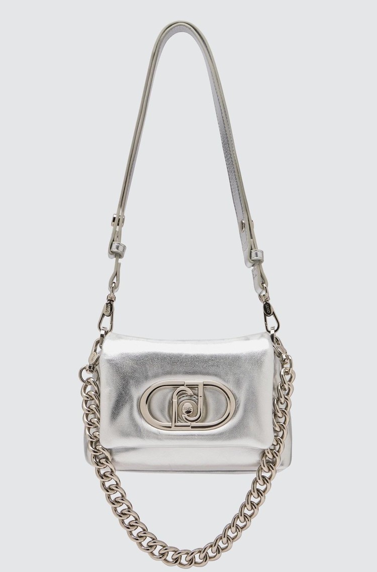 LIU JO Foil-effect LaPuffy bag Silver 