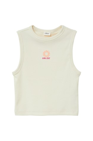 Slim fit majica brez rokavov z vezenino