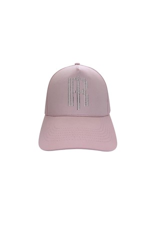 Hat with rhinestoned logo