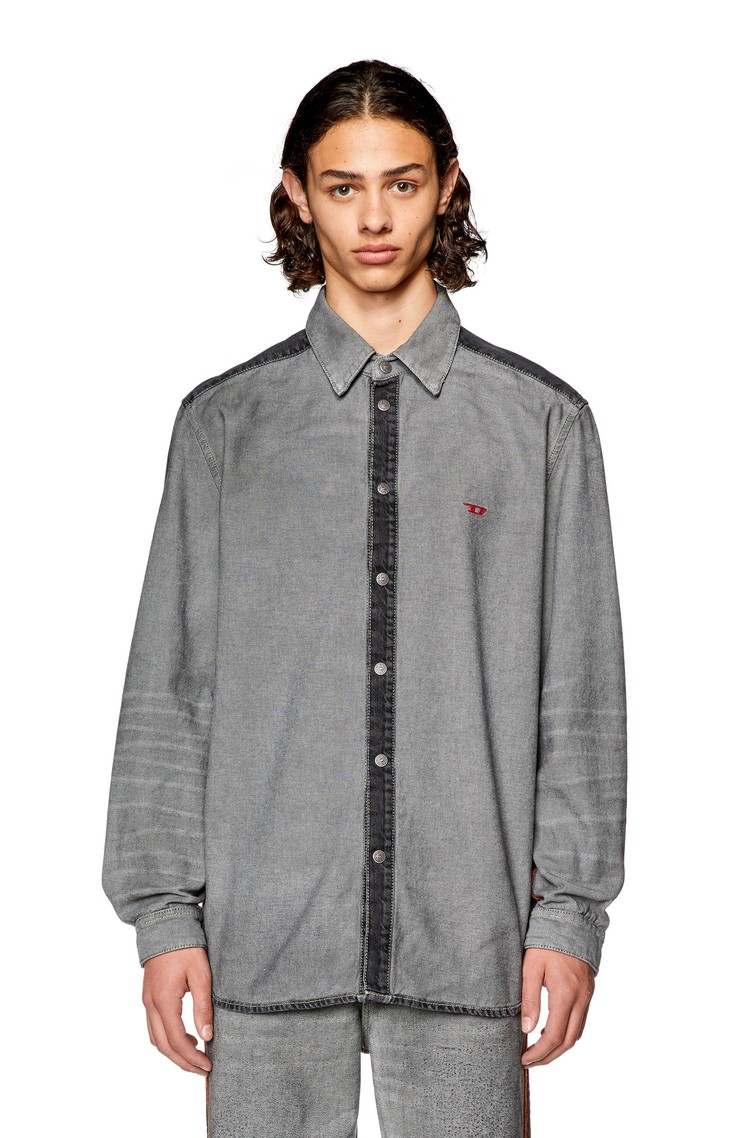 DIESEL Dvobarvna denim srajca Siva - Grey 